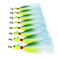 Hameçons de jigging en plumes de cerf 7g-85g, têtes de jig Bucktail avec yeux 3D, leurres de pêche artificiels durs