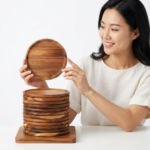 Platos de Madera Desechables Redondos Modernos de Alta Calidad Personalizados para Bodas, Bandejas Decorativas - Product Image 3