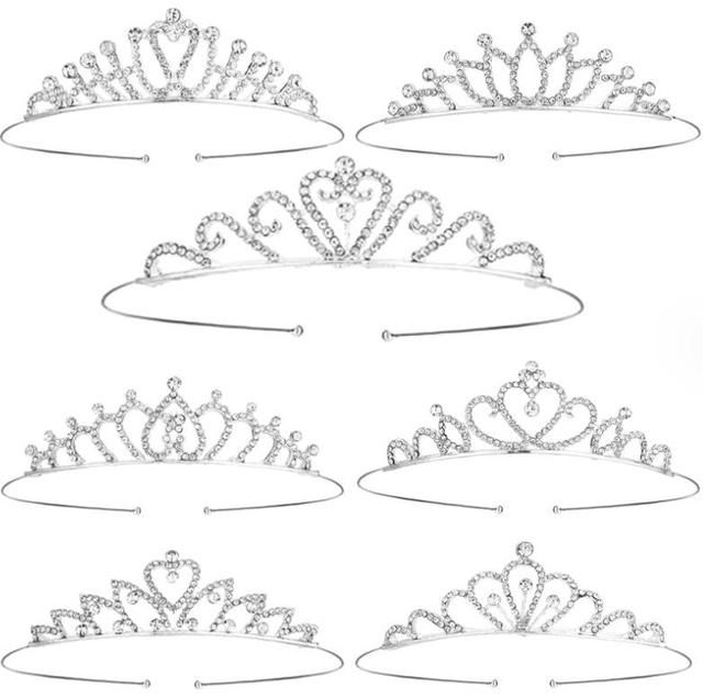 Girls Crystal Tiara Crowns Princess Silver Rhinestone Headband Women Kids Elegant Hair Jewelry Halloween Easter Birthday Party