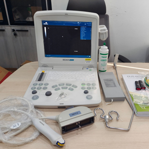 Sistema de Ultrasonido Portátil Veterinario Edan DUS 60 VET en Blanco y Negro con Doppler PW para Clínica Veterinaria - Product Image 1