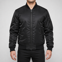 Blouson Bomber Homme Personnalisé avec Logo, Tissé Enduit, Col Montant, Hiver, Streetwear Décontracté, Style Pilote MA-1, Respirant, Coupe-Vent, Vente en Gros
