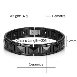 Logo personnalisé japonais céramique magnétique acier inoxydable bracelet mode bijoux chaîne <span class=keywords><strong>manchette</strong></span> bracelets pour hommes cadeau - Product Image 4