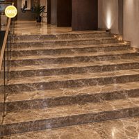 Marches d'escalier en marbre Emperador foncé sur mesure, découpées sur mesure, marches et contremarches en marbre poli pour escaliers intérieurs, villas et maisons