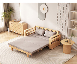 Sofá <span class=keywords><strong>Cama</strong></span> Seccional Moderno de Madera Maciza, Plegable, de Doble Uso, para Sala de Estar, Individual/Doble, Multifuncional, Retráctil - Product Image 3