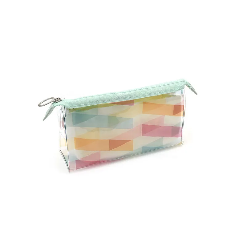 Trousse à crayons personnalisée sac en PVC transparent holographique sacs de maquillage pochette de voyage à fermeture éclair pochette cosmétique sac