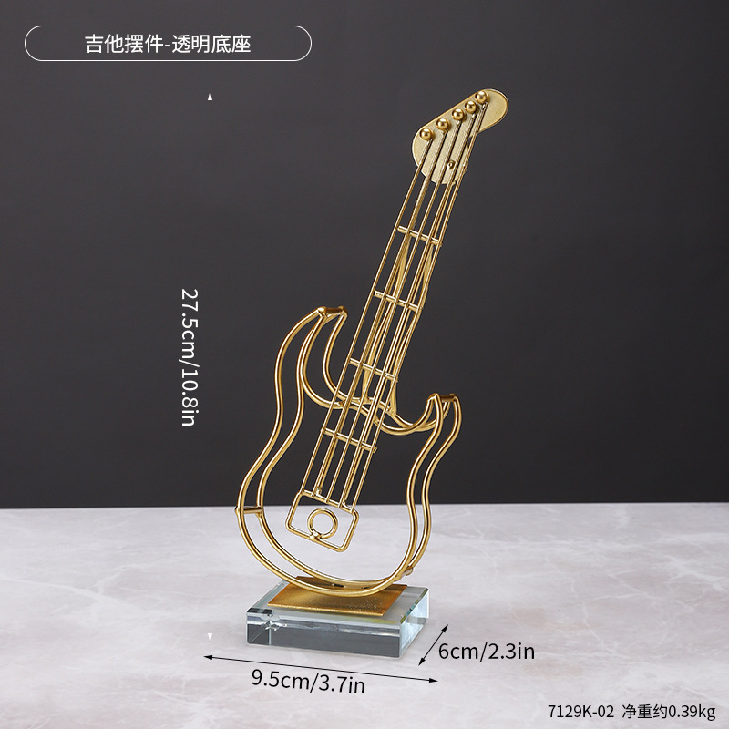 7129K-02 Ornement d'instrument de musique en cristal transparent - Guitare