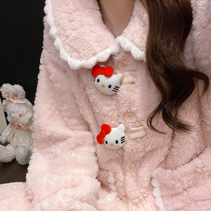 Set Pigiama Invernale con Colletto Principessa, Cardigan in Peluche Cartoon, Abbigliamento da Casa Imbottito per <span class=keywords><strong>Donna</strong></span> - Product Image 3