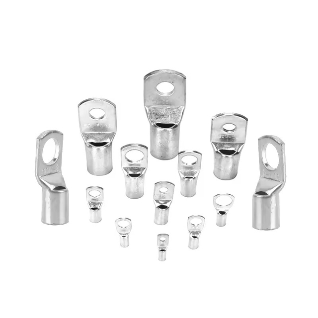 4 AWG 3/8 Stud Tinned Copper Lug Battery Cable Terminals 3/8 Stud Terminals with Bare Eyelets Sc25-10 Lug Tubular Ring Terminals