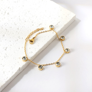 Women's Geometric Crystal <b>Bracelet</b> Gold Chain Bezel Setting Party Jewelry - Product Image 1