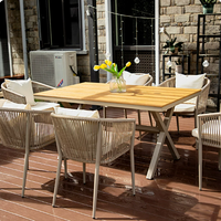 Ensemble de table et de chaises de salle à manger en aluminium pour patio extérieur, design traditionnel, salon de jardin, imperméable, durable, résistant au soleil