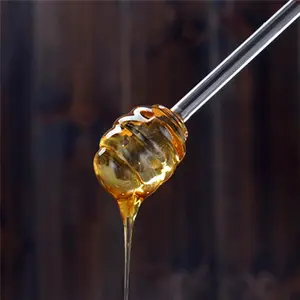 Toples madu sarang lebah transparan, tongkat pengaduk kaca borosilikat tinggi dengan tutup, toples rumah tangga lucu kreatif