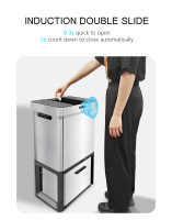 Poubelle intelligente 72L avec stérilisation à l'ozone et tri à double couche |    Poubelle de cuisine |   Capteur d'induction et commande tactile