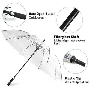 Paraguas de Golf Transparente de PVC de 30 Pulgadas con Mango Recto de EVA de Alta Calidad Personalizado, Paraguas Resistente al Viento con Logotipo Personalizado - Product Image 4
