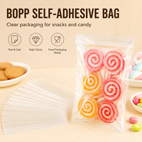 Sacs d'emballage alimentaire transparents en BOPP avec logo personnalisé, autocollants, pour boulangerie, pain, biscuits