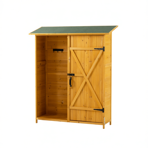 Abri de jardin en bois Db Outdoor avec toit en pente, porte verrouillable, bois naturel, écologique - Product Image 1