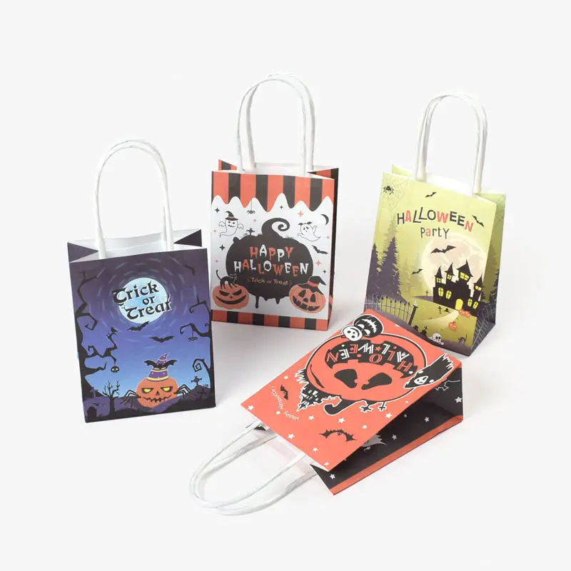 Хэллоуин goodie bag мини цветной белый воловья кожа тематический подарок для вечеринки бумажный пакет