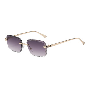 <b>Frameless</b> Beveled Square Sunglasses Metal <b>Frame</b> Pc Lens Uv400 Protection Unisex For Driving Outings Cycling Parties - Product Image 5