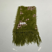 Écharpe longue en laine à carreaux pour femme, automne-hiver, épaissie, douce, châle en plumes, à franges, haut de gamme, polyvalente, chaude, respirante, pour usage quotidien