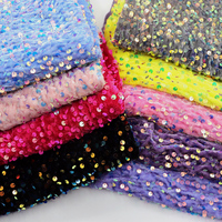Tissu à paillettes florales multicolores pour vêtements pour filles et mariage Velours brodé scintillant avec paillettes pour textiles de maison Mode