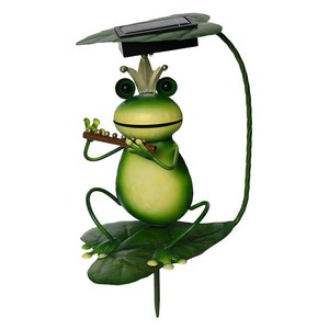 Solar Frog Garden <b>Lights</b> Set With Musical Frogs On Leaves Solar Powered <b>LED</b> Outdoor Decor Water Resistant Free Standing - Product Image 4