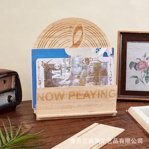 Wooden <b>Standing</b> Desktop <b>Record</b> Rack 1 Layer Eco Friendly CD Display Holder For Living Room Decor - Product Image 3