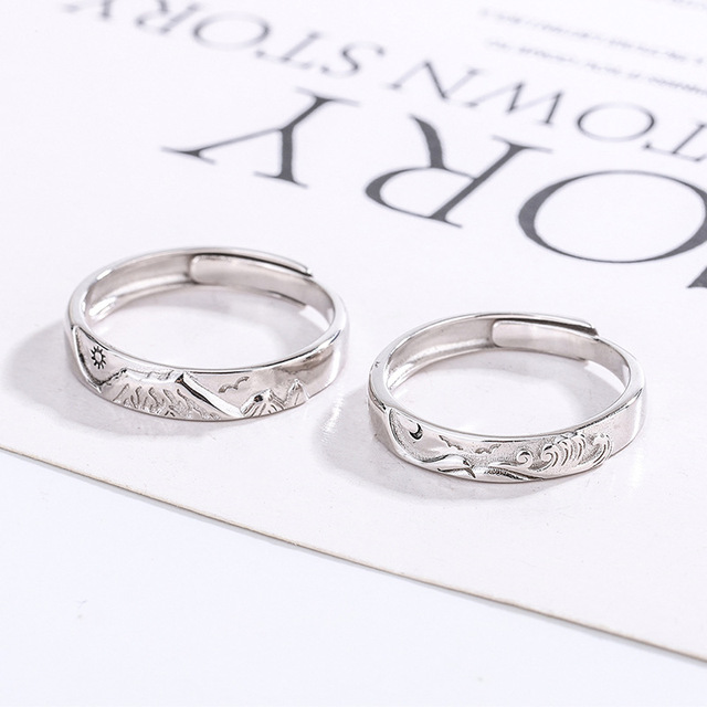 925 Sterling Silver Rhodium Plated Unisex Wedding Rings with Zircon Adjustable Pave Setting for Party & Engagement