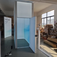 Stand d'exposition modulaire pour échographie médicale IA, vitrine en tissu SEG avec éclairage LED pour événements technologiques de santé