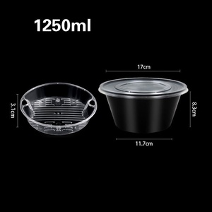 1250ml nhựa dùng một lần bát với khay bên trong vòng thực phẩm cấp <span class=keywords><strong>container</strong></span> Hộp Ăn Trưa lấy đi gói <span class=keywords><strong>container</strong></span> - Product Image 1