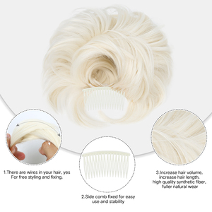 AliLeader Chignon Sintetico Biondo Corto Liscio Versatile Regolabile con Clip Laterale per <span class=keywords><strong>Donna</strong></span> - Product Image 6