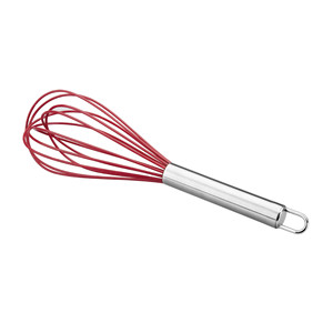 Frusta in Silicone con Manico in Acciaio Inossidabile, Utensile da Cucina Rosso per Mescolare - Product Image 1