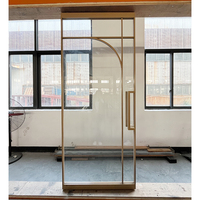 Pintu berputar mewah engsel Pivot pintu kaca aluminium dalam ruangan Interior Perancis kaca antigores ayunan pintu untuk Villa Hotel kantor