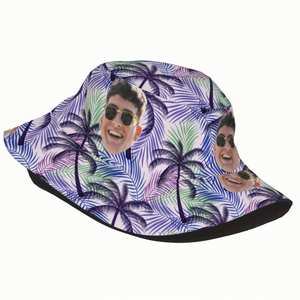 Sombrero de Pescador Hawaiano Personalizable con Estampado de Palmeras Tropicales, Reversible, para Verano, para Hombres y Mujeres, Uso Diario, Diseño de Dibujos Animados - Product Image 5