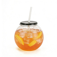 Gobelets en plastique jetables de 650 ml avec logo personnalisé, style américain, avec couvercle et paille, pour cocktails, daiquiris et granités – Vaisselle de fête unisexe