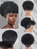 Letsfly 21$ Perruque Afro Courte Pas Chère avec Bandeau, Vente en Gros, Perruques Brésiliennes 100% Cheveux Humains, Sans Lacet, Cordon de Serrage, Queue de Cheval, pour Femmes Noires