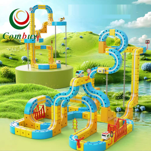 Jouets de <span class=keywords><strong>train</strong></span> à éclairage suspendu électrique DIY, circuit ferroviaire d'aventure à assembler - Product Image 1