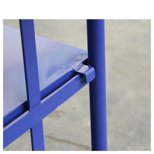 Carro de mano de almacén de supermercado de acero brillante de alta calidad, gran capacidad, estructura de malla de plataforma de 500KG, 4 ''PU - Product Image 3