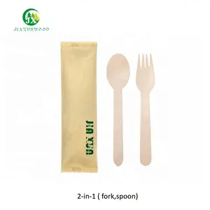 Forchetta 2 in 1 contenuto, cucchiaio da asporto senza set di posate in legno usa e getta in plastica