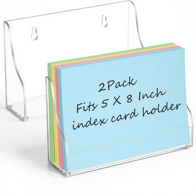 Acrylic Display Stand Dual Desktop Organizer Fits 5X8 Inch Flash Note Card for Classroom Office Study Storage Custom Support
