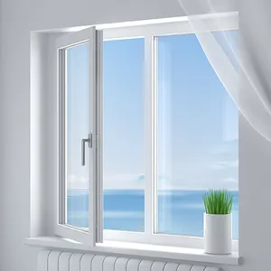 House Window Double Layers with Removable Yarn Mesh and Lock 25.2 x 37.2 x 4.1 inch White pvc Casement Window