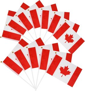 Envío rápido de la bandera del poste de plástico canadiense americano para el juego de pelota que agita la bandera colgante Poste de madera mexicano Mini Bandera de mano - Product Image 4