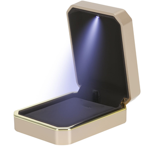 High-end PU Leather Jewelry <b>Box</b> with LED Lights, Suitable for <b>Rings</b>, Necklaces, Earrings Display, in Stock - Product Image 1
