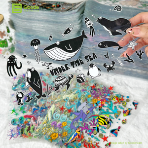 Autocollant de transfert PET personnalisé Goode 16oz pour emballage de tasses en verre, motif monde sous-marin, étanche, dessin animé, poisson, tortue, écologique, UV DTF - Product Image 3