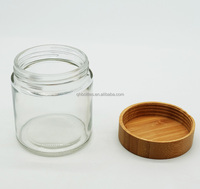 Pot en verre de 30g, 50g, 100g, 200g avec couvercle en bois pour hydratant, crème pour les yeux, lotion corporelle, démaquillant, beurre, gelée de noix de coco
