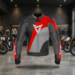 Chaqueta de Motociclismo de Cuero Rojo Personalizada Denork, Hecha a Medida con Cuero Vacuno/Canguro, para Conducción/Pista, con Joroba y Protecciones CE - Product Image 3