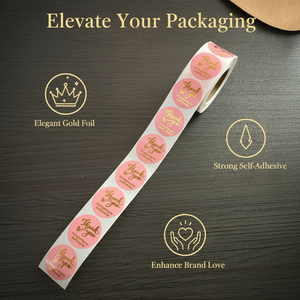 1 Inch Round Waterproof PLA Paper Stickers Easy to Remove Food <b>Packaging</b> <b>Labels</b> with Gold Foil Printing - Product Image 4