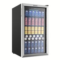 Réfrigérateur à bière commercial compact pour comptoir, sous-meuble, 3 portes vitrées, rétro, refroidissement par air, acier inoxydable