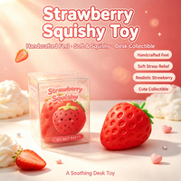 Jouet Squishy Fraise Mignon à Presser, Jouet Anti-Stress en Forme de Fruit, en TPR Souple Non Toxique, Unisexe, pour Enfants