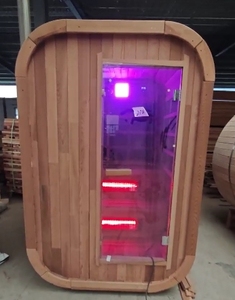 Ngoài Trời Thùng Cube Tắm Hơi 3 Người Gỗ Tuyết Tùng Phòng Tắm Hơi Với Mái Mưa - Product Image 2