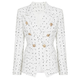 <span class=keywords><strong>Blazer</strong></span> Wanita Bergaya Eropa Elegan, Motif Kotak-kotak, Anti Kusut, Berkualitas Tinggi, Desain Kantor Kasual, Kerah Notch, Kancing Dua Baris - Product Image 1
