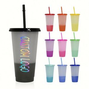 Vasos Reutilizables de Plástico PP de 24 oz para Café Helado, Ideales para Fiestas, con Tapas de Mosquetón y Pajitas de Color Personalizado - Product Image 2